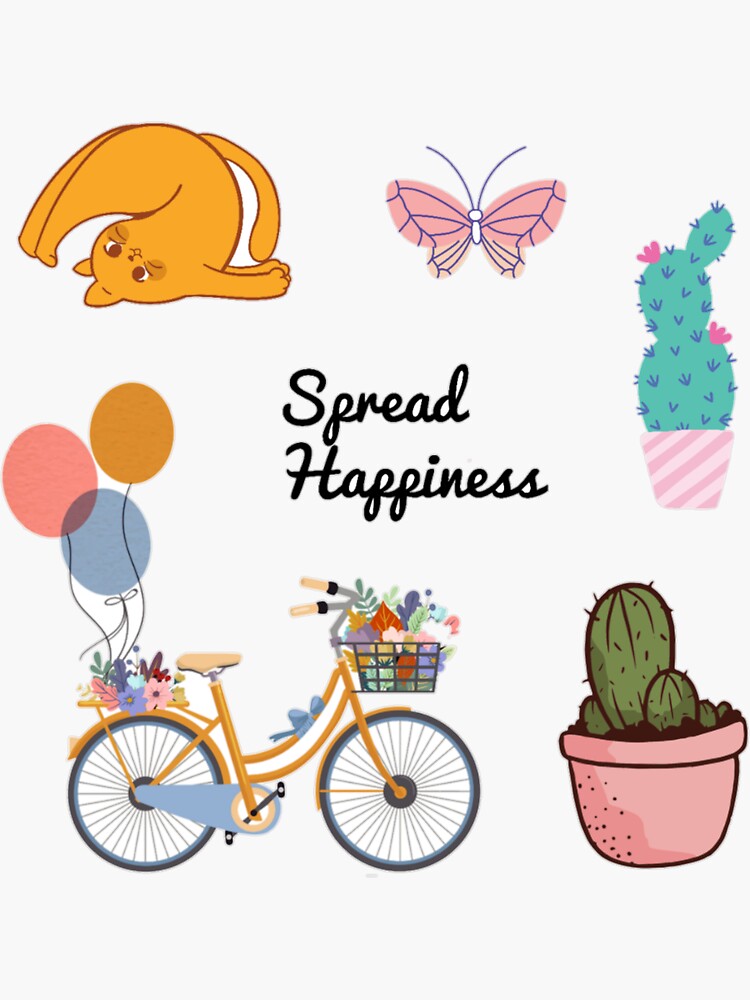 "Spread Happiness Stickers Pack " Sticker by TuendToArt Redbubble
