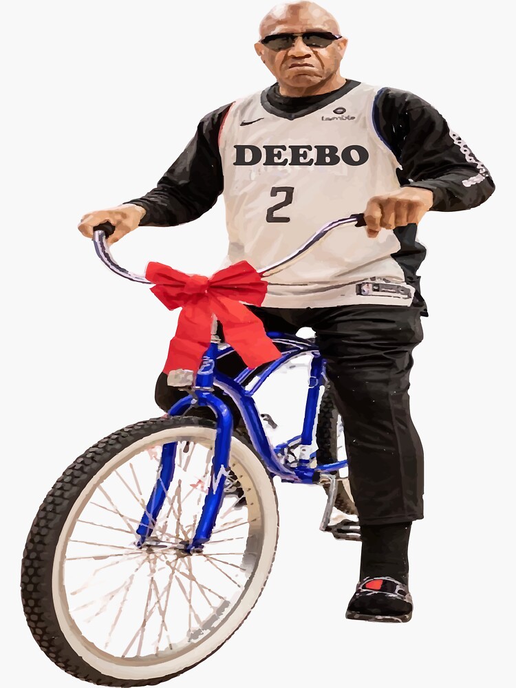 deebo with bike.. Sticker for Sale by traq59