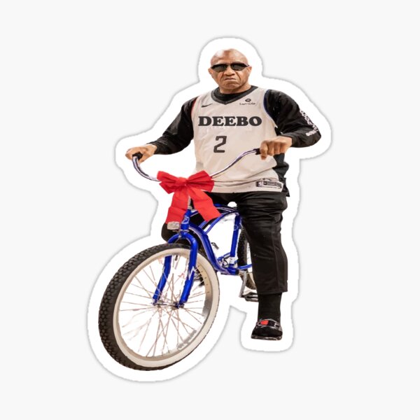 'deebo with bike.' Sticker for Sale by traq59