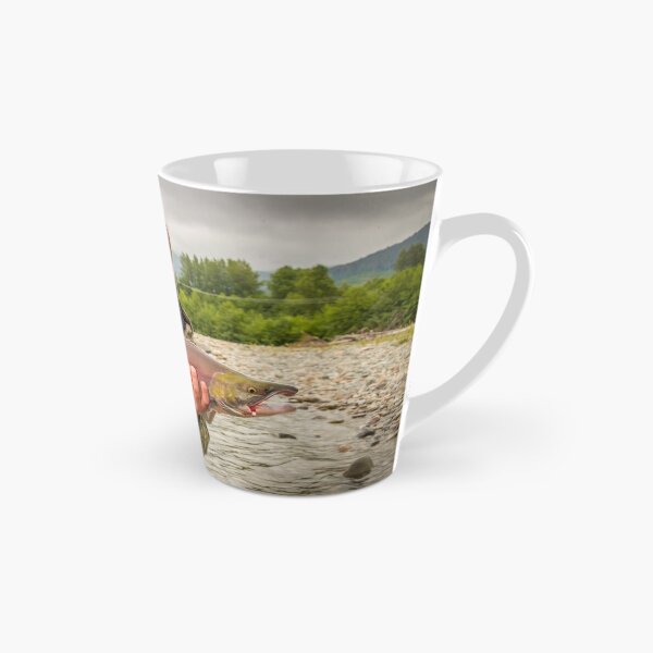 Item preview, A happy fisherman proudly holding up a sockeye salmon designed and sold by SnapTPhotograph.