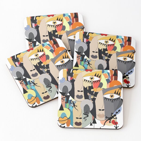 Item preview, Abstract colorful faces with abstract geometric shapes designed and sold by KissedbyArt.