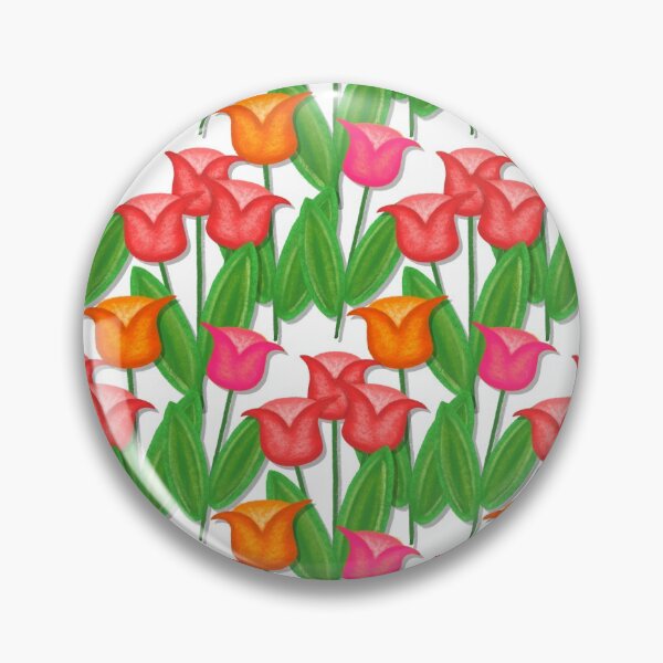 Artikelvorschau, Handgezeichnetes Tulpenmuster in Grün, Orange, Rot und Fuchsia entworfen und verkauft von Elsy's Art.
