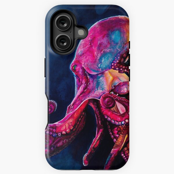 Item preview, Deep colourful pink and blue octopus ink painting from the depths designed and sold by The inked octopus garden .