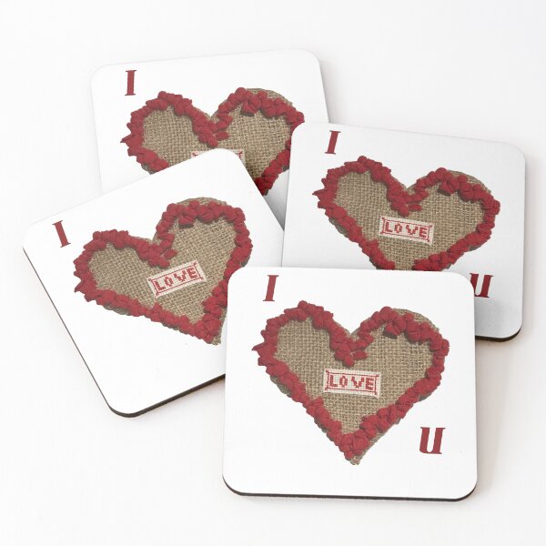 Item preview, I Love U Hook Rugged Love Heart on Hessian designed and sold by CJSCRAFTS.