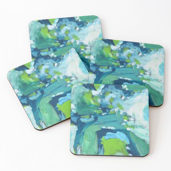 Item preview, Abstract Blue Green Acrylic Painterly Artwork designed and sold by studioroya.