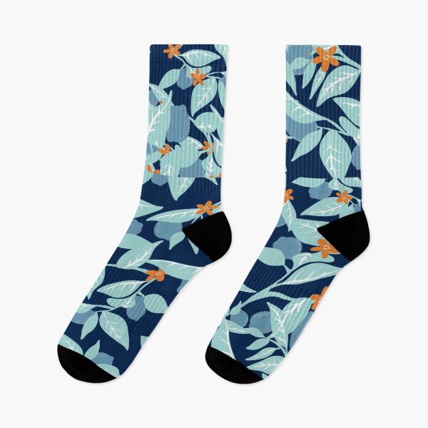 Item preview, Dark blue Italian citrus aestethic floral pattern  designed and sold by MynameisRafe.