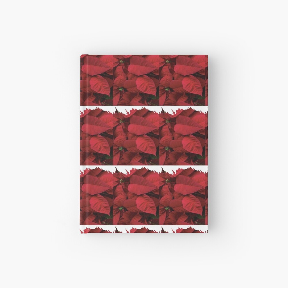 Romantic Red Poinsettia design with a white trim Hardcover Journal