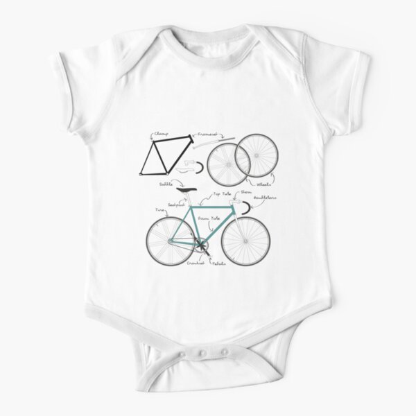 Fixie Bike anatomy Short Sleeve Baby One-Piece