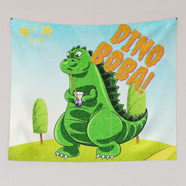 Item preview, Da Cute Giant Dino Boba Drawing designed and sold by Kadeda.