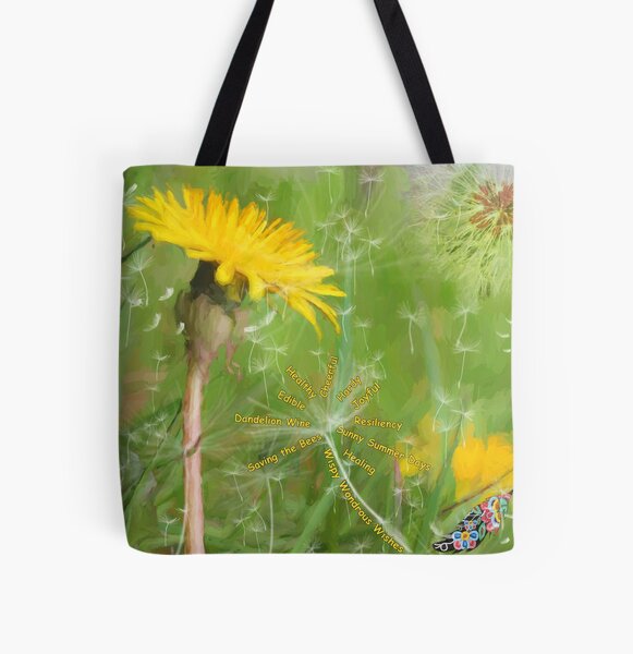 I Love Dandelions All Over Print Tote Bag