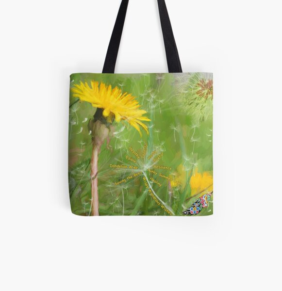I Love Dandelions All Over Print Tote Bag