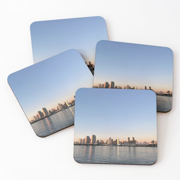 Item preview, San Diego Skyline Downtown Sea Waves Ocean Pacific Seaside Pier Sunset Reflections Horizon Landscape Outdoors Nature Art  designed and sold by gkao.