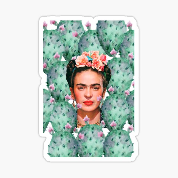 Aperçu de l'œuvre Impression de Frida Kahlo, fleurs, cactus, aquarelle, couleur créée et vendue par Adriana C (All about Frida).
