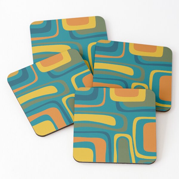 Item preview, Palm Springs Retro Midcentury Modern Abstract Pattern in Moroccan Orange, Mustard, Olive, Blue, and Teal designed and sold by kierkegaard.