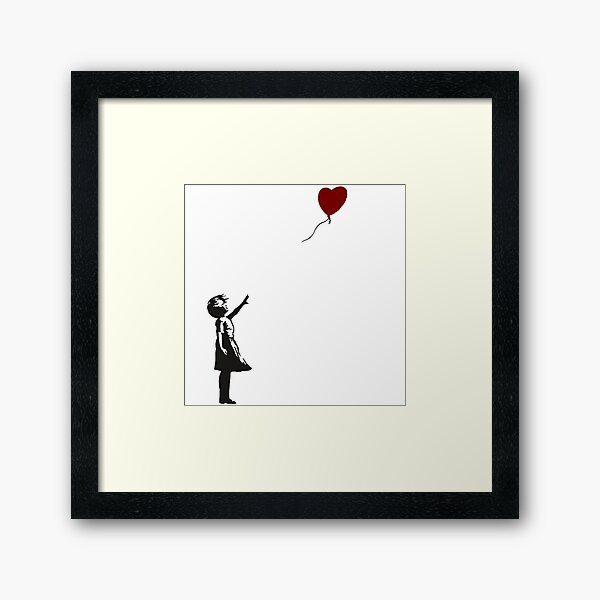 Banksy- Girl with Heart balloon. Framed Art Print