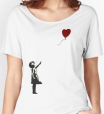 Banksy- Girl with Heart balloon. Women's Relaxed Fit T-Shirt
