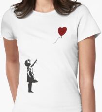 Camiseta entallada para mujer Banksy- Chica con globo de corazón.