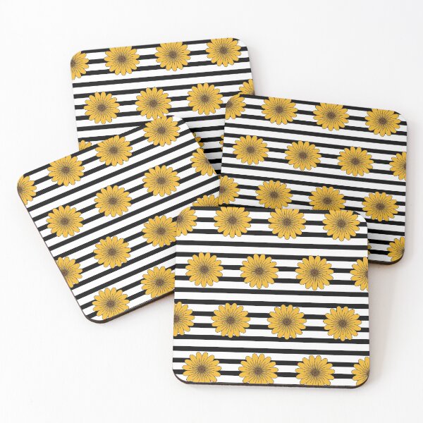 Item preview, Sunflower Floral Pattern with black stripes designed and sold by ClaudiaGrosso.