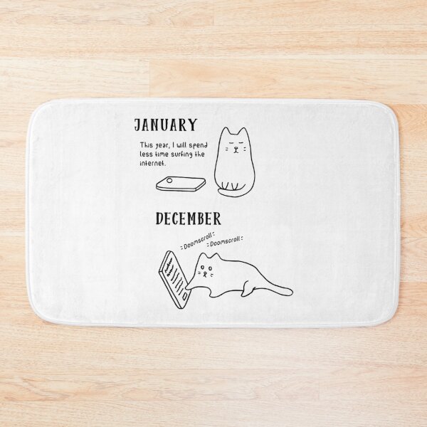 Item preview, Doomscrolling Cat - New Year’s Resolution (White) designed and sold by ImperfectLife.