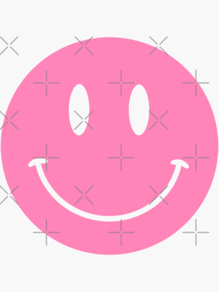 Pink Smiley Face Sticker For Sale By Lizziesumner Redbubble