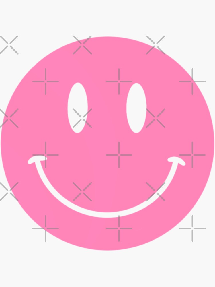 "pink smiley face" Sticker for Sale by lizziesumner  Redbubble