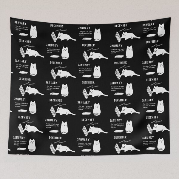 Item preview, Doomscrolling Cat - New Year’s Resolution (Black) designed and sold by ImperfectLife.