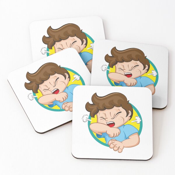 Item preview, Illustration child with tuft, with cough symptom. Ideal for health and institutional newsletters designed and sold by LucianoCosmo.