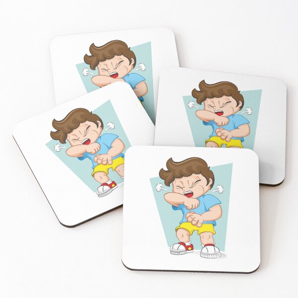 Item preview, Illustration child with tuft, with cough symptom. Ideal for health and institutional newsletters designed and sold by LucianoCosmo.