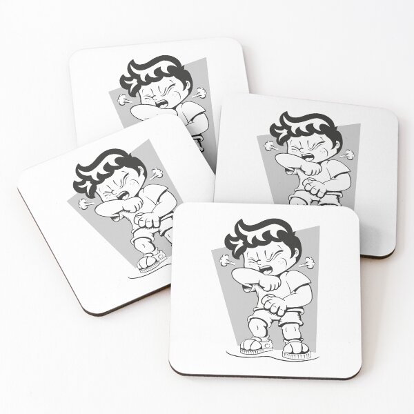 Item preview, Illustration child with tuft, with cough symptom, art line black. Ideal for health and institutional newsletters designed and sold by LucianoCosmo.