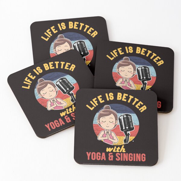 Item preview, Life Is Better With Yoga And Singing - Funny Retro Distressed Yoga Woman and Microphone designed and sold by leo121687.