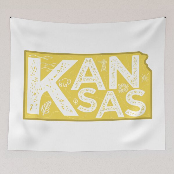 Item preview, Kansas Map Typography Gold designed and sold by HelloGentry.