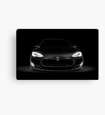 Black Tesla Model S luxury electric car front view art photo print Canvas Print