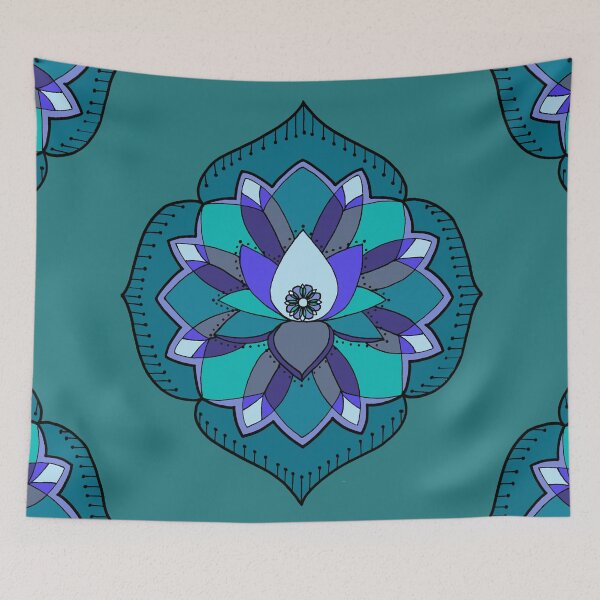 Item preview, Blue Mandala Lotus Symmetrical Design designed and sold by HulyaHoo.