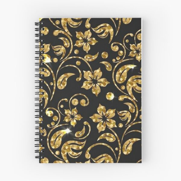 Item preview, Gold flower pattern with black background designed and sold by astrunb5.