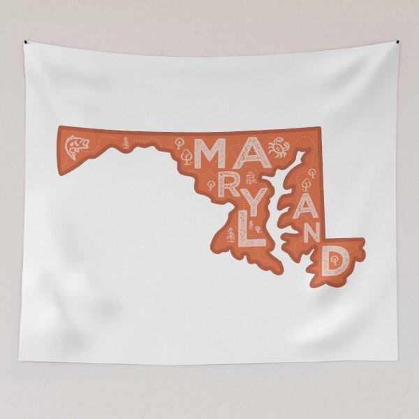 Item preview, Maryland Map Typography Red designed and sold by HelloGentry.