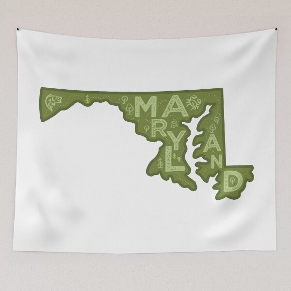 Item preview, Maryland Map Typography Green designed and sold by HelloGentry.
