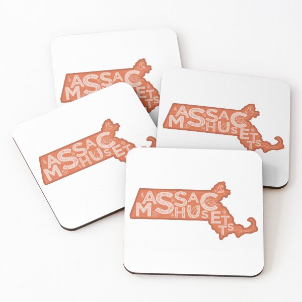 Item preview, Massachusetts Map Typography Red designed and sold by HelloGentry.