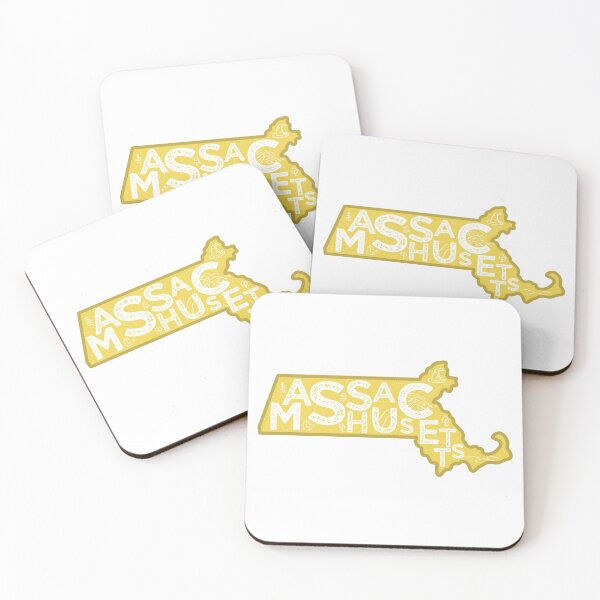 Item preview, Massachusetts Map Typography Gold designed and sold by HelloGentry.