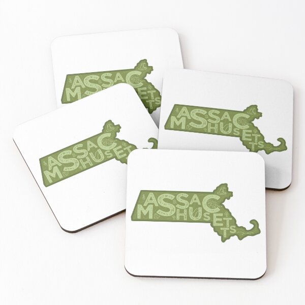 Item preview, Massachusetts Map Typography Green designed and sold by HelloGentry.