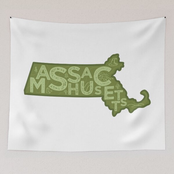 Item preview, Massachusetts Map Typography Green designed and sold by HelloGentry.