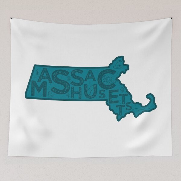 Item preview, Massachusetts Map Typography Navy designed and sold by HelloGentry.