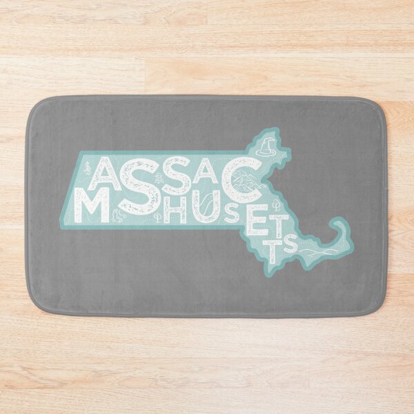 Item preview, Massachusetts Map Typography Blue designed and sold by HelloGentry.