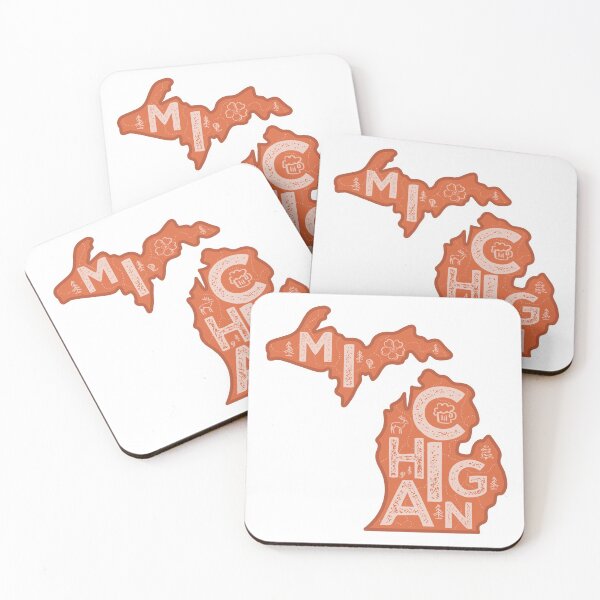 Item preview, Michigan Map Typography Red designed and sold by HelloGentry.
