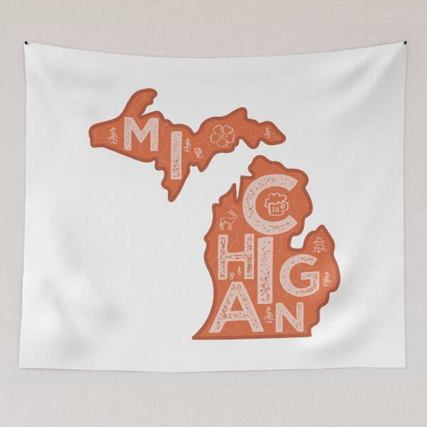 Item preview, Michigan Map Typography Red designed and sold by HelloGentry.