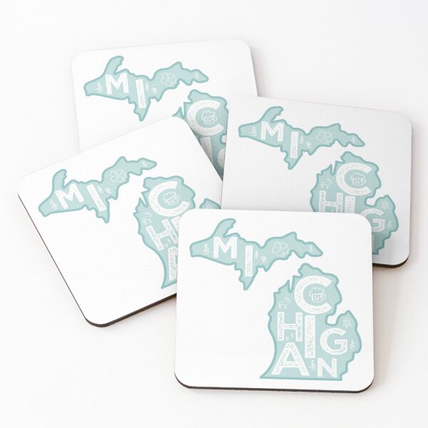 Item preview, Michigan Map Typography Blue designed and sold by HelloGentry.