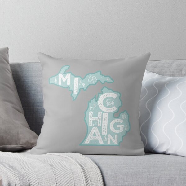 Item preview, Michigan Map Typography Blue designed and sold by HelloGentry.