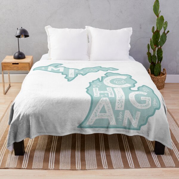 Item preview, Michigan Map Typography Blue designed and sold by HelloGentry.