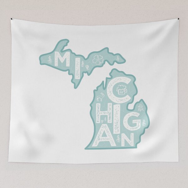 Item preview, Michigan Map Typography Blue designed and sold by HelloGentry.