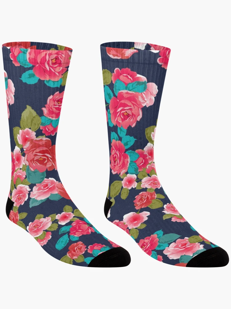 Thumbnail 3 of 5, Socks, RED ROSES FLORAL designed and sold by Ibrahim-Awad.