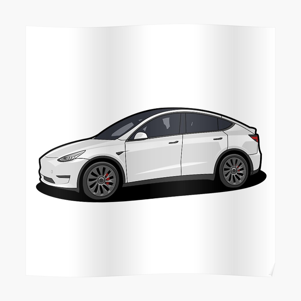 Tesla Model Y White " Poster for by sugoishrimp
